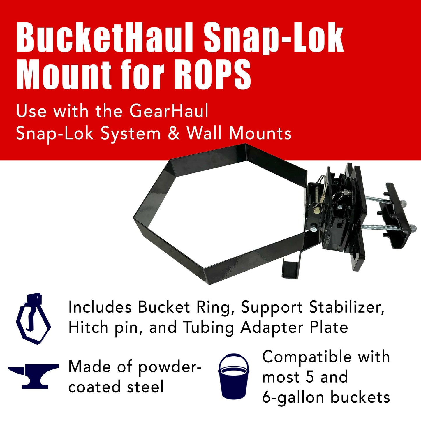 BucketHaul Snap-Lok Rotating Mount for Tubing and ROPS.