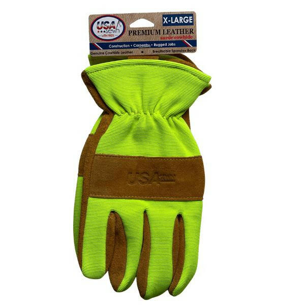 Hi-Vis GripOX Premium Leather Work Gloves.