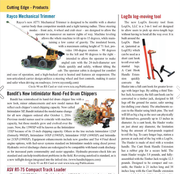 LogOX Named To Tree Care Industry Leader's List of "Cutting Edge Products.".