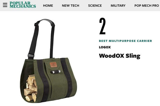 WoodOX Sling Named "Best Multipurpose Firewood Carrier" for 2nd Year in a row by Popular Mechanics.