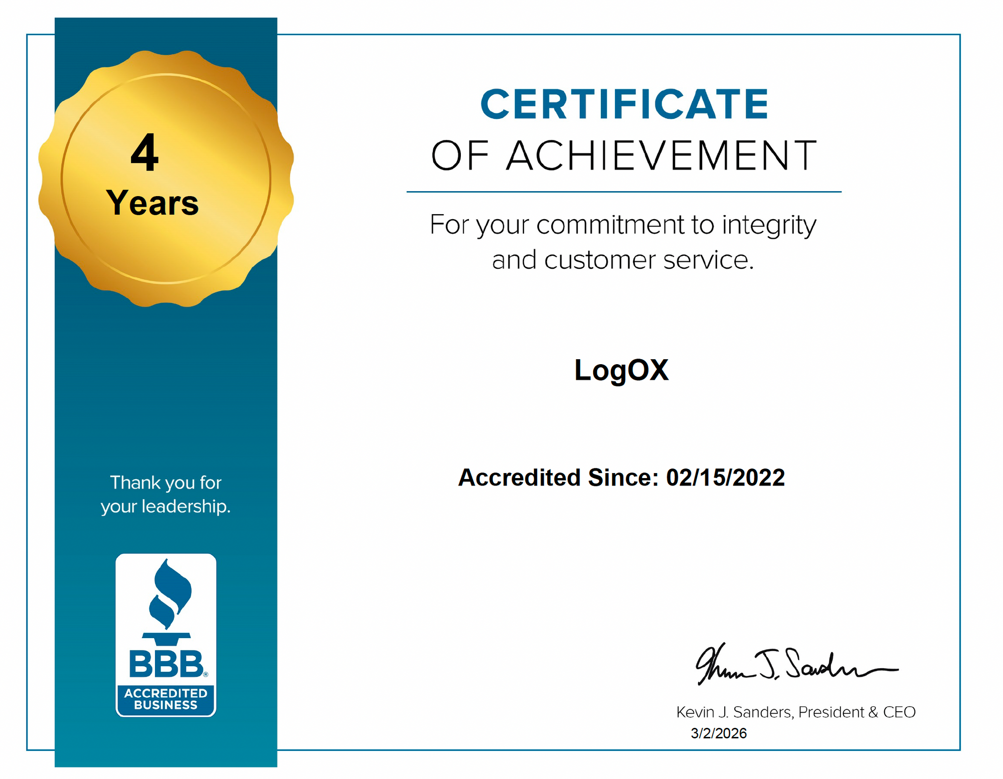 Why LogOX Is BBB Accredited and Proudly A+ Rated