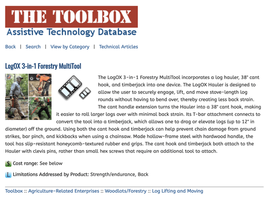 LogOX Added to AgrAbility's Assistive Technology Database.