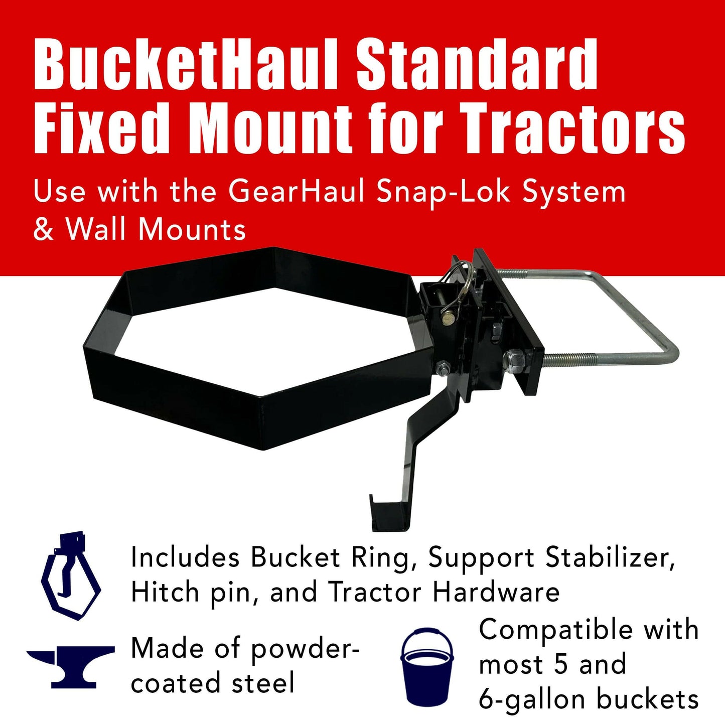 BucketHaul Fixed Mount for Tractors.