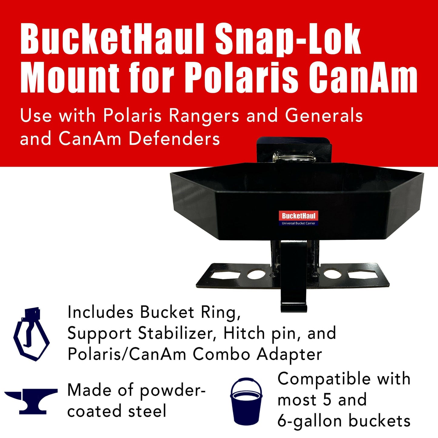 BucketHaul Snap-Lok Rotating Mount for Polaris and CanAm.
