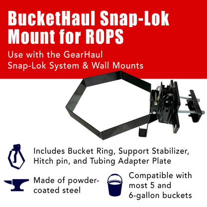 BucketHaul Snap-Lok Rotating Mount for Tubing and ROPS.